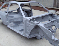 Car body after sandblasting.