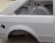 Car body after sandblasting.