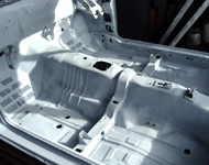 Car body after sandblasting.